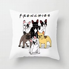 Housse de coussin Frenchie Friends